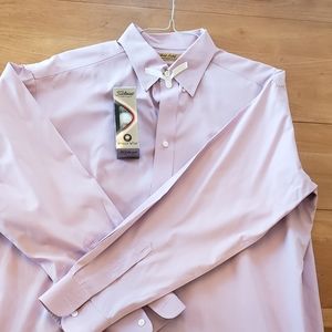 Mens lavender button-down dress shirt.